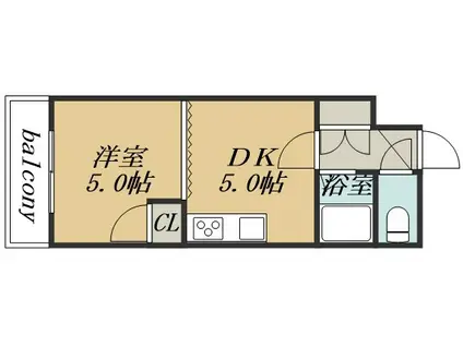 菊水コート(1DK/11階)の間取り写真