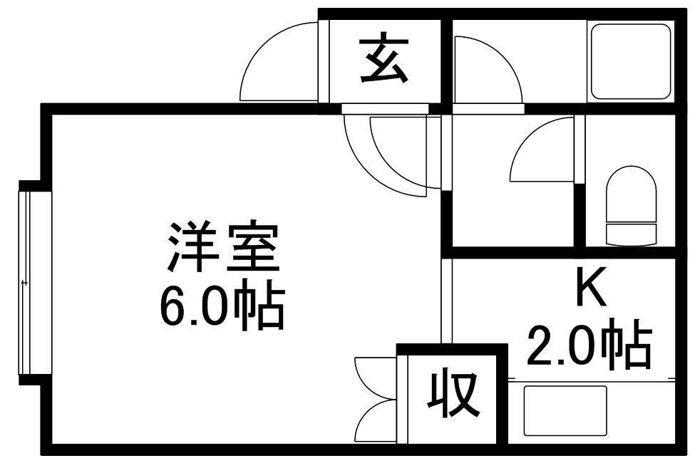 JPコート平岸Ⅱ(1K/2階)の間取り写真