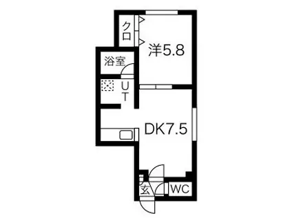 クオリティライフススキノ(1DK/2階)の間取り写真