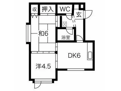 朝日ハイツ真栄(2DK/3階)の間取り写真
