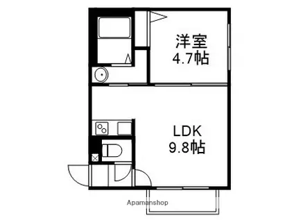 HTS東札幌(1LDK/2階)の間取り写真