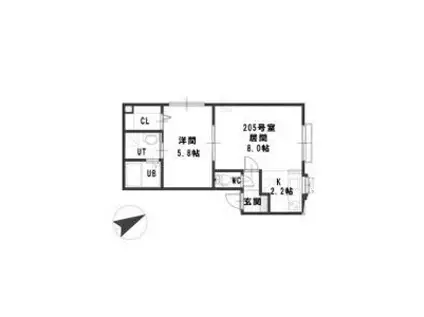 ルミエール栄通10(1LDK/2階)の間取り写真