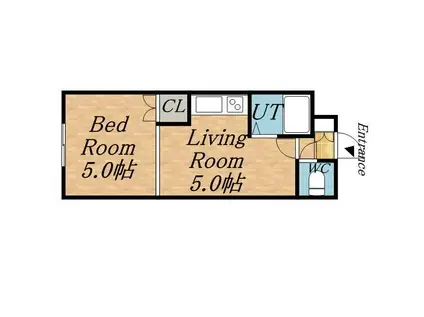 リリーハウス(1DK/4階)の間取り写真