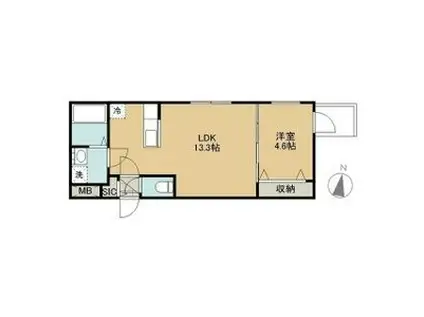 プランドールルノン北1条(1LDK/4階)の間取り写真