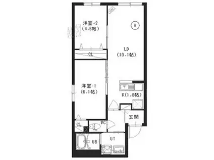 KRG澄川(2LDK/4階)の間取り写真