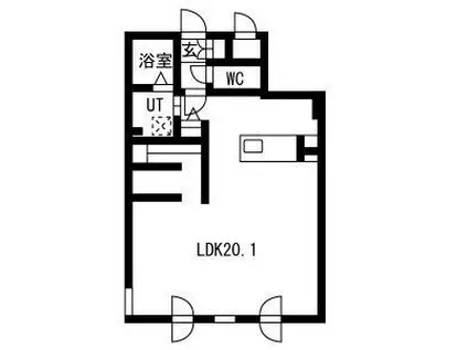 ピオネロ月寒(ワンルーム/5階)の間取り写真