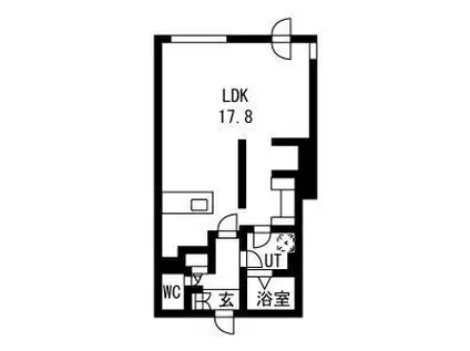 ピオネロ月寒(ワンルーム/4階)の間取り写真