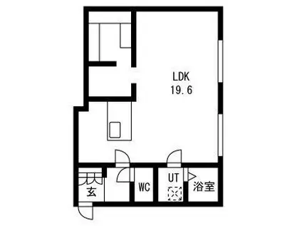 ピオネロ月寒(ワンルーム/4階)の間取り写真