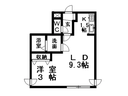 グランメール月寒中央(1DK/2階)の間取り写真