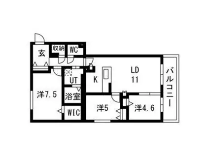 アルファスクエア南5条東(3LDK/1階)の間取り写真