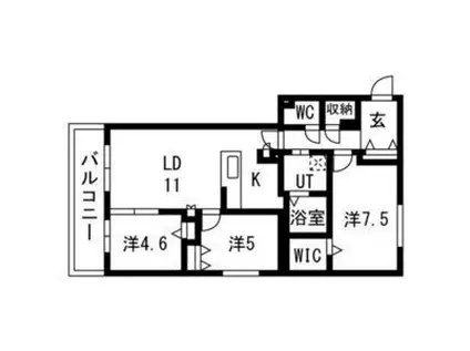 アルファスクエア南5条東(3LDK/2階)の間取り写真