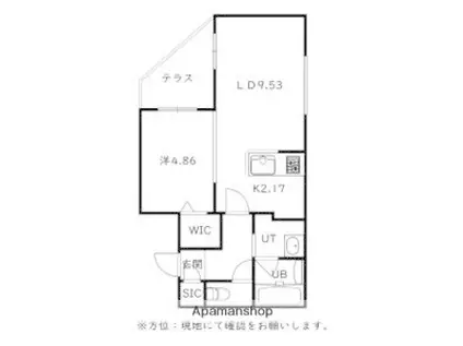 菊水5-2MS B棟(1LDK/1階)の間取り写真