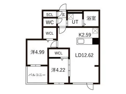 ガイアールS24(2LDK/2階)の間取り写真
