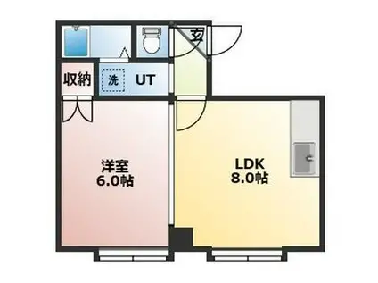 コーポビーアンビシャス(1LDK/1階)の間取り写真