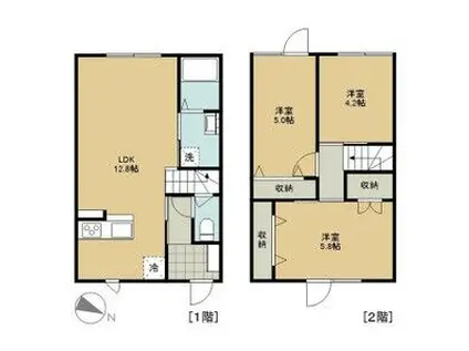 レトアA(3LDK/1階)の間取り写真