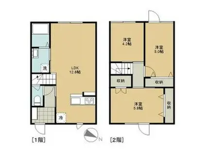 レトアA(3LDK/1階)の間取り写真