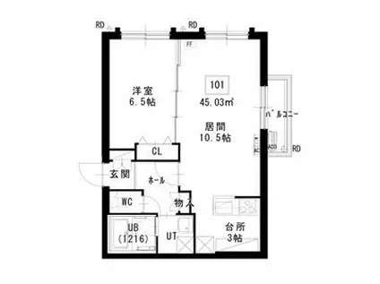 ノヴァ白石ーⅡ(1LDK/1階)の間取り写真