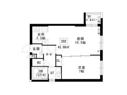 ノヴァ白石ーⅡ(1LDK/2階)の間取り写真