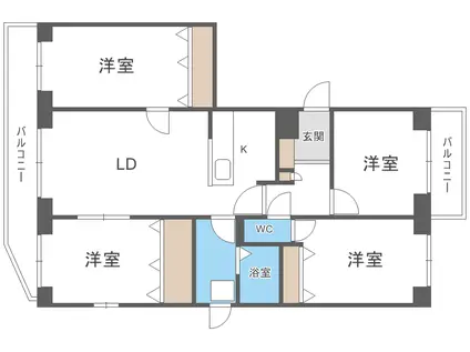 BRO北野(4LDK/2階)の間取り写真