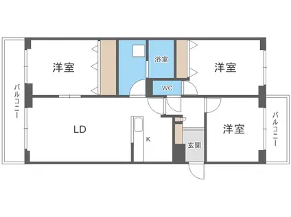 BRO北野(3LDK/1階)の間取り写真