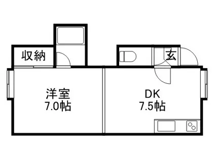 第22森宅建マンション(1DK/2階)の間取り写真