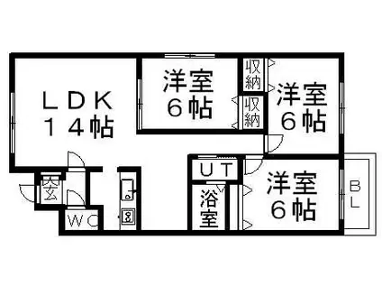 ハイツブラウンⅢ(3LDK/2階)の間取り写真