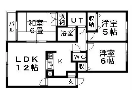 メゾン東栄A(3LDK/2階)の間取り写真