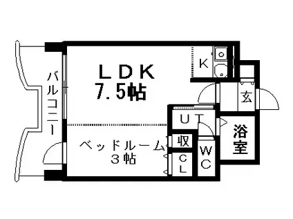 札幌ビオス館(1DK/13階)の間取り写真