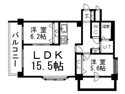 ノヴァ東札幌(2LDK/7階)の間取り写真