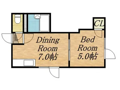 ロイヤルコート学園前(1DK/3階)の間取り写真