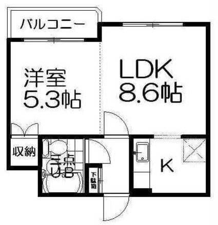 ローヤルハイツ本郷9(1LDK/1階)の間取り写真