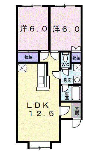 クレストール上松Ⅱ(2LDK/2階)の間取り写真