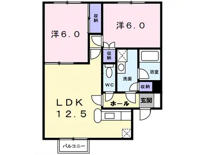 クレストールグレイス(2LDK/2階)の間取り写真