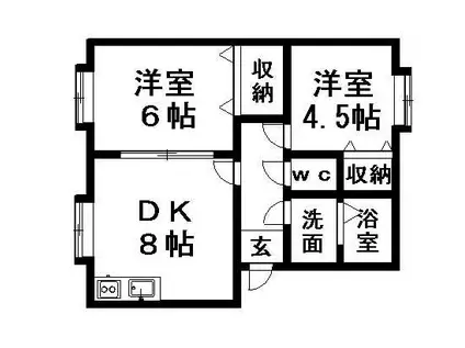 カステル北野(2DK/3階)の間取り写真