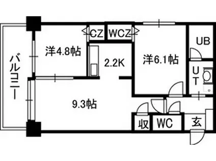 PRIME URBAN北3条通(2LDK/5階)の間取り写真