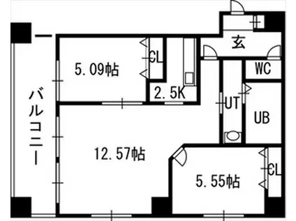 グランカーサ北3条(2LDK/4階)の間取り写真