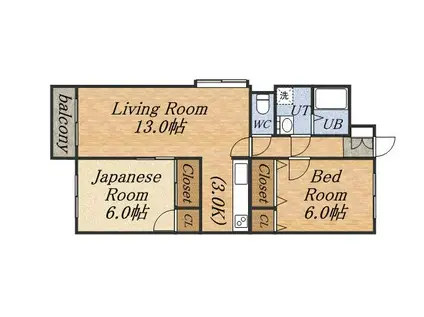 FLAT57(2LDK/3階)の間取り写真