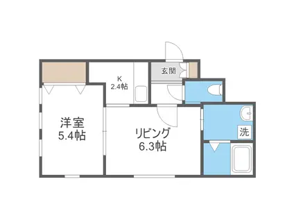 ブリリアントR(1LDK/4階)の間取り写真