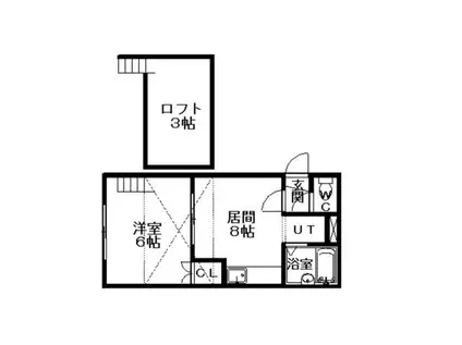 スカイブルーK(1SDK/1階)の間取り写真