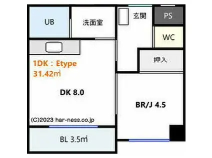 ヴィザージュ菊水(1DK/2階)の間取り写真