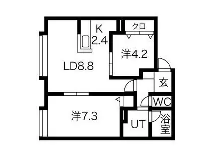 RARAKIYOTA(2LDK/2階)の間取り写真