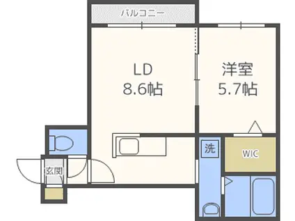 A BOND ウエスト(1LDK/1階)の間取り写真