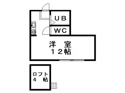 月寒原レジデンス(1K/2階)の間取り写真