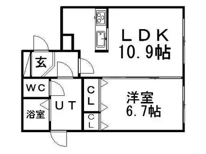 グランドアイ美園(1LDK/2階)の間取り写真