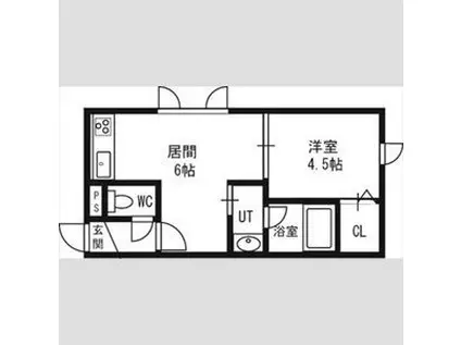 リッチタウン栄通六番館(1DK/2階)の間取り写真