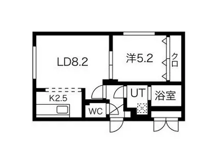 ジュネパレス札幌(1LDK/2階)の間取り写真