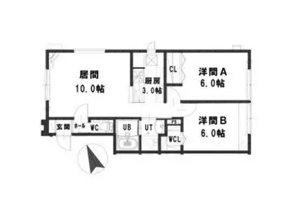 ルミエール 2・1Ⅱ(2LDK/1階)の間取り写真