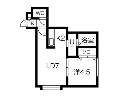 クラージュ16(1LDK/2階)の間取り写真
