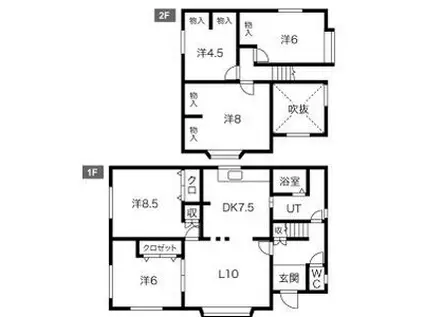 千歳線 上野幌駅 徒歩20分 2階建 築44年(5LDK)の間取り写真