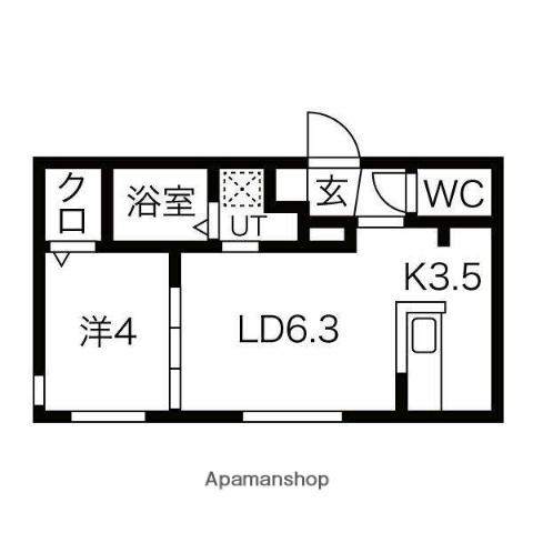 TERRACE KASUMI 南10西1MS(1LDK/4階)の間取り写真
